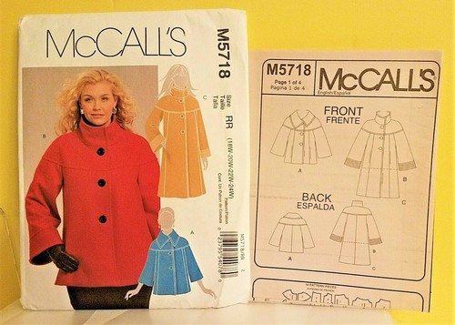 Abrigo Chaqueta de Bolso McCall's M5718 5767 6206 Forrado Cuello Alto Cinturón Patrones de Costura - Imagen 4 de 11