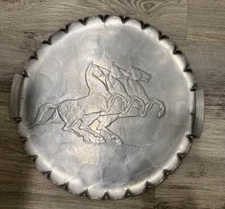 Arthur Armour Aluminum 14” Platter With Horse Design 1940s