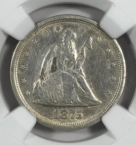 1875-S Seated Twenty Cent. .20. NGC AU Details. Full Liberty.