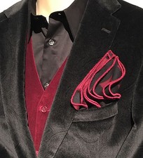 Pocket Square Handmade Burgundy  Black Stitched Borders By Squaretrapny.com