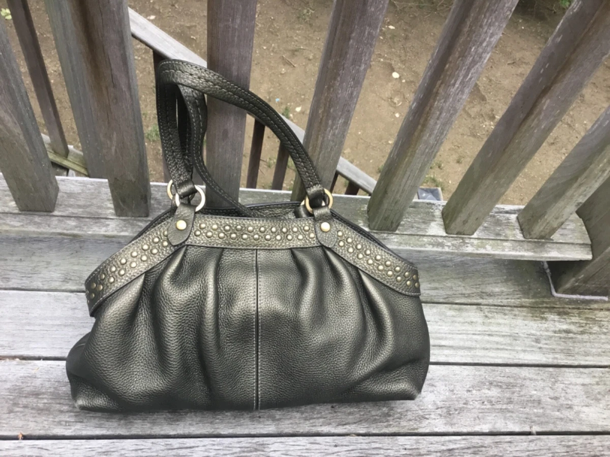 Authentic Hogan Pebbled Leather Lustrous Green Shoulder Bag