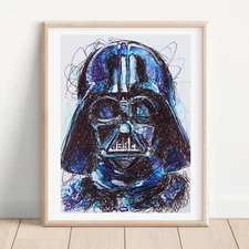 Darth Vader Ballpoint Pen Print, Star Wars Art Poster
