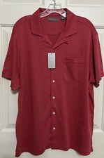 NWT Daniel Cremieux size L berry red button up short sleeve shirt mens