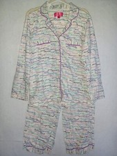 Victoria's Secret Pajama Set S flannel 100 cotton white logo women's 2 pc vtg