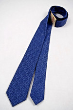 Neck Tie VTG 60s Superba Blue Black Squiggly Dacron Skinny Poly Tie 50" x 2" NWT
