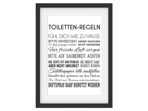 Toiletten-Regeln Druck A4 – Witziger Spruch Für Gäste-WC, Matt, 230g Papier