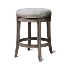 Maven Lane Alexander Round Backless Swivel Stool, Reclaimed Oak, Counter Height