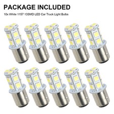 10x 6500K White 1157 BAY15D SMD LED Car Truck Tail Brake Stop Light Bulb 12V