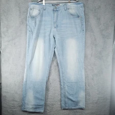 Bleeker Mercer Mens 42x32 Distressed Denim Blue Jeans