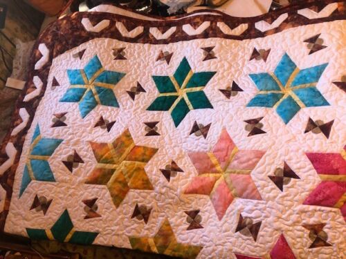 hand made patchwork cotton quilt, machine quilted