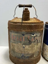 Vintage Great Lakes Heavy Duty 5 Gallon Motor Oil Estate Gas Station Collectible