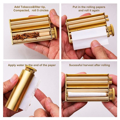 Cylindrical Solid Brass Vintage Manual Cigarette Rolling Machine Fit  70-75MM