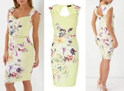 lipsy sasha print sweetheart bodycon dress