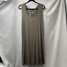 Swing Dress Womens Green Lace Up Back Midi Scoop Neck Sleeveless Boho Easy S