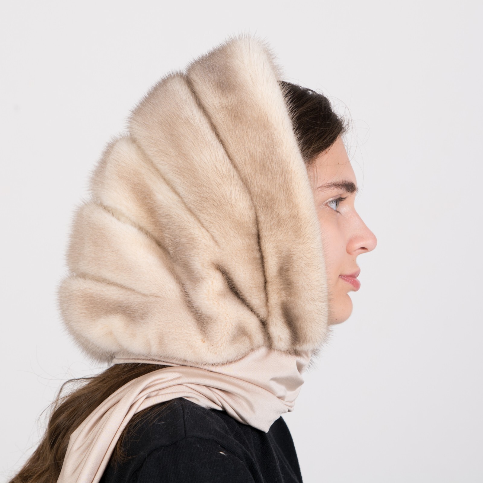 Mujer Bufanda de Piel Invierno Sombrero de Piel Real Lujo Visón Sombreros Estilo Capucha Cabeza