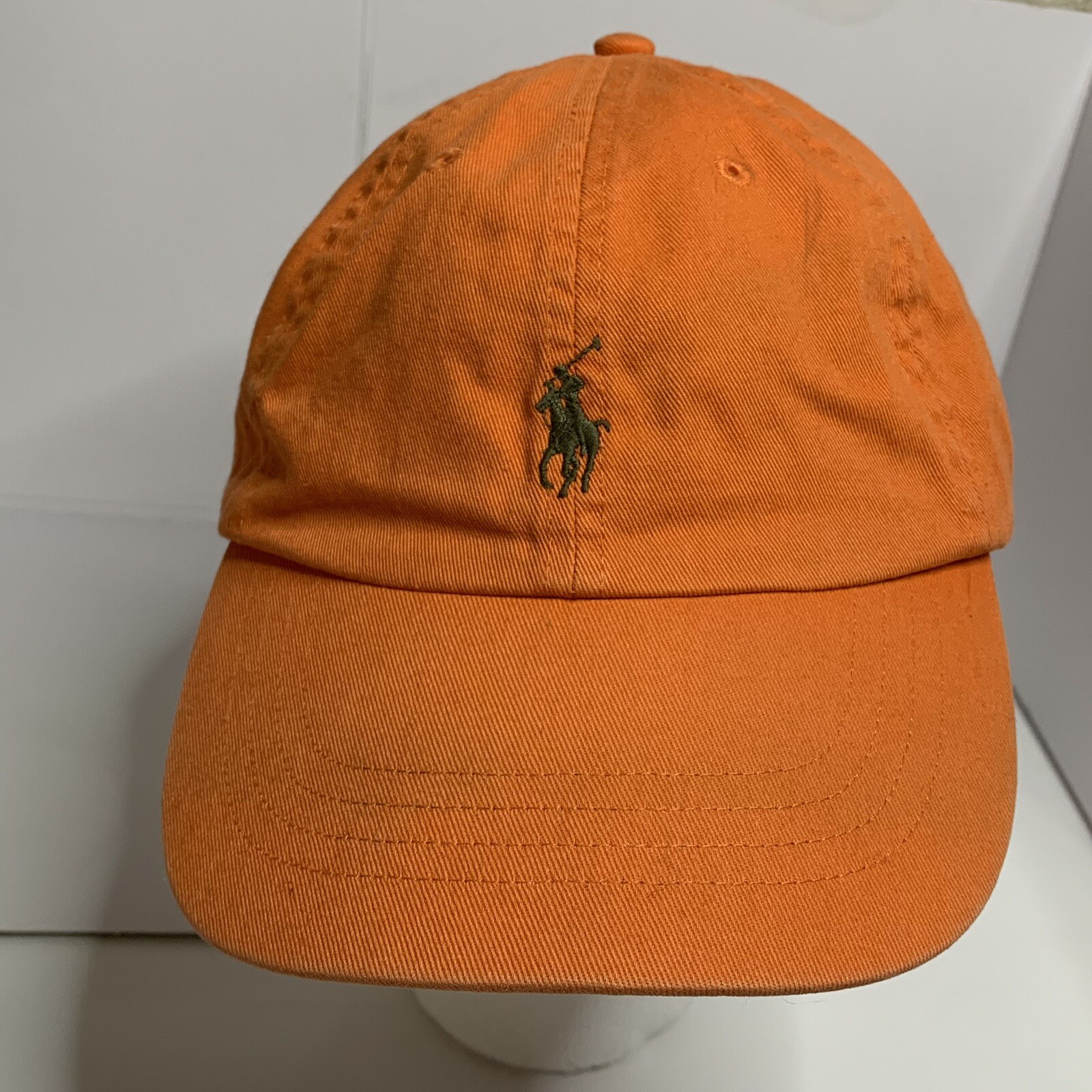 Polo Ralph Lauren da uomo arancione regolabile in pelle cappello fibbia logo pony preppy