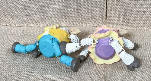 Set statuine vintage antropomorfe pecore mensola sitter kitsch nucleo fattoria pasquale - Foto 8 di 8