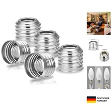 E14 nach E27 Lampenadapter vernickeltes Eisen 6er Set einfach installieren