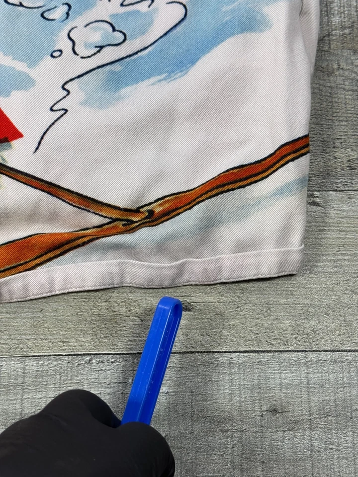 Camisa masculina Disney pequena branca pateta a arte de esquiar botão para cima acampamento top - Imagem 3 de 4