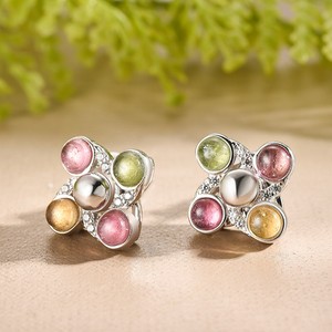 windmill gemstones rotatable tourmaline earring stud sterling natural silver