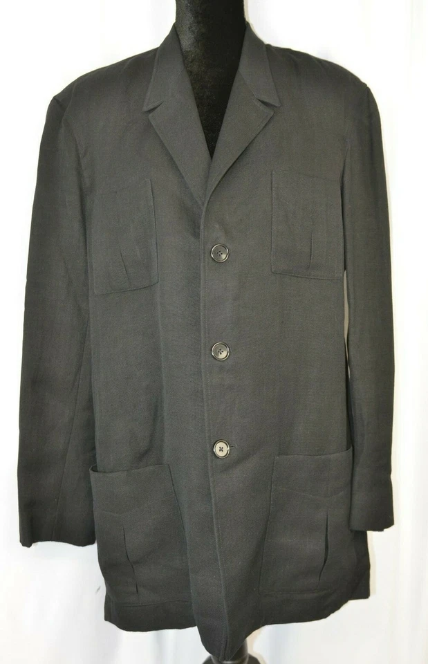 Blazer Ralph Lauren Collection Para Mujer Talla 12 Lino Negro EE. UU. Informal 3 Botones  Foto 2 de 4