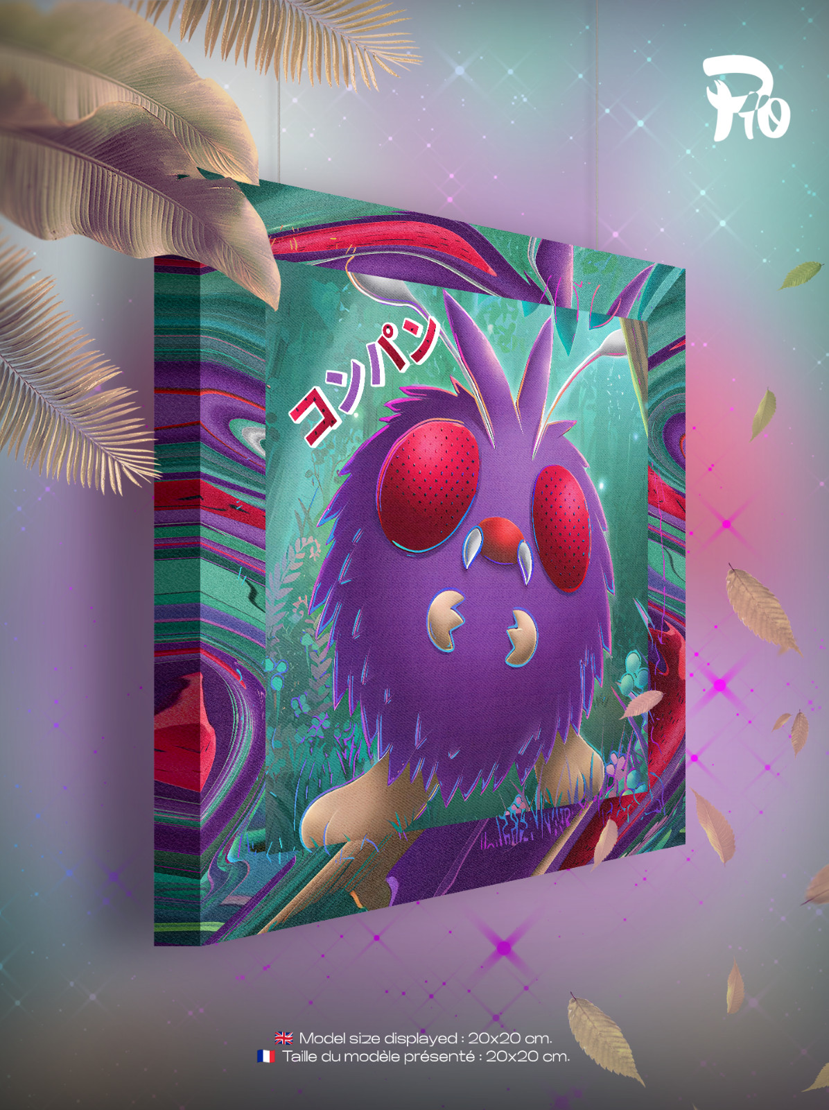 Toile Pokémon Venonat neuve illustration carte japonaise Bluzuk pour décoration retro