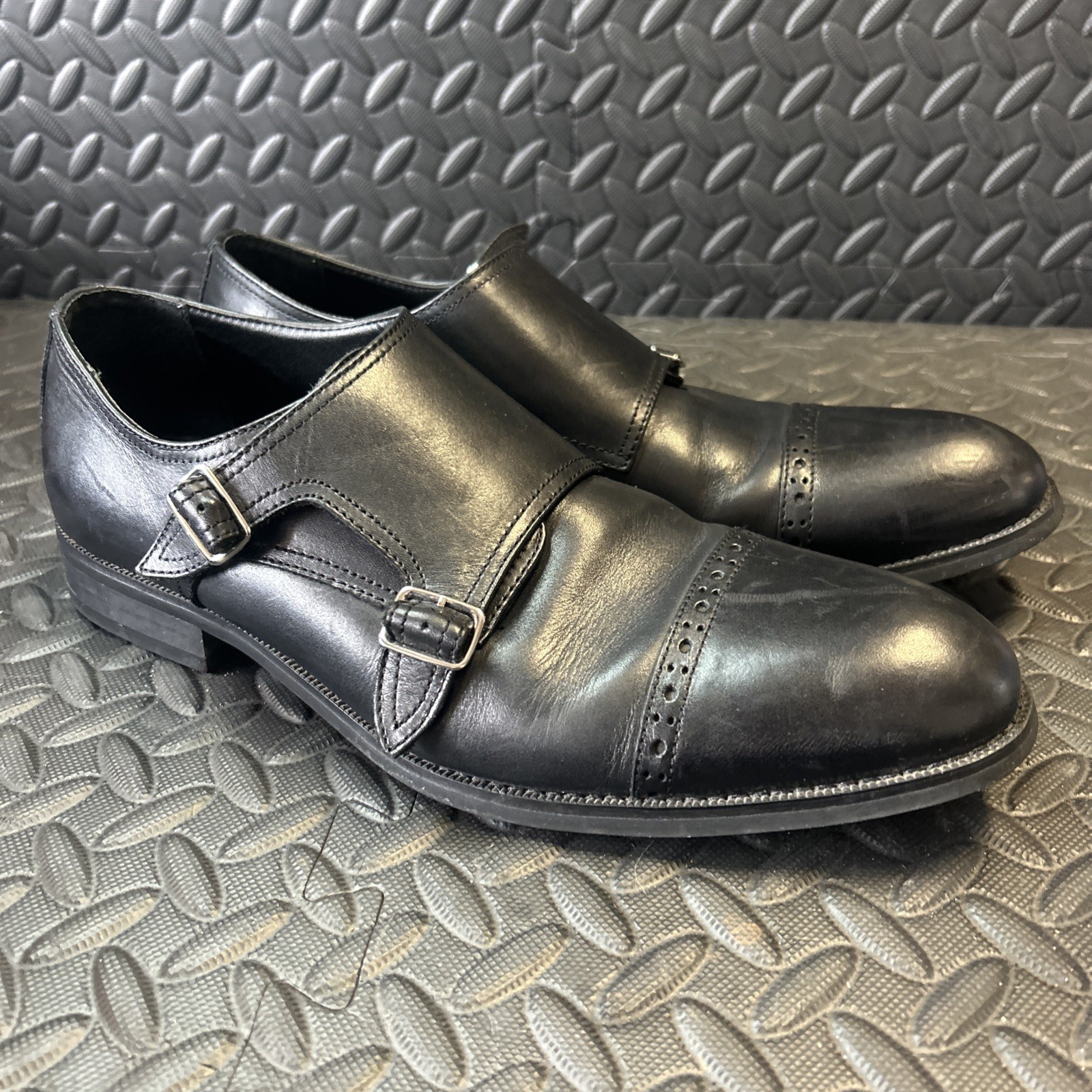 SAOLA SCARPE ELEGANTI EXPRESS uomo taglia 11 nere DOPPIO CINTURINO fibbia