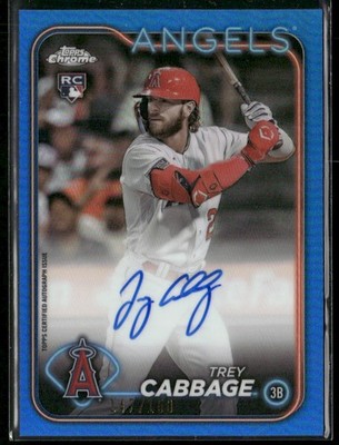 2024 Topps Chrome #RA-TCA Trey Cabbage Rookie Blue Refractor /150 Angels Auto