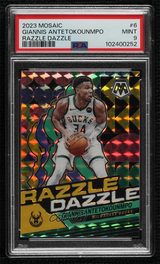 2023-24 Panini Mosaic Razzle Dazzle Giannis Antetokounmpo #6 PSA 9 MINT 2l4