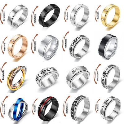 Ring Anti Stress Angst  Herren Damen Frei Fidget Spinner Drehen Schmuck