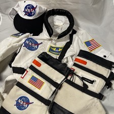 Aeromax Astronaut Costume Jumpsuit 4-6 NASA Commander Patches Kids Hat Boots