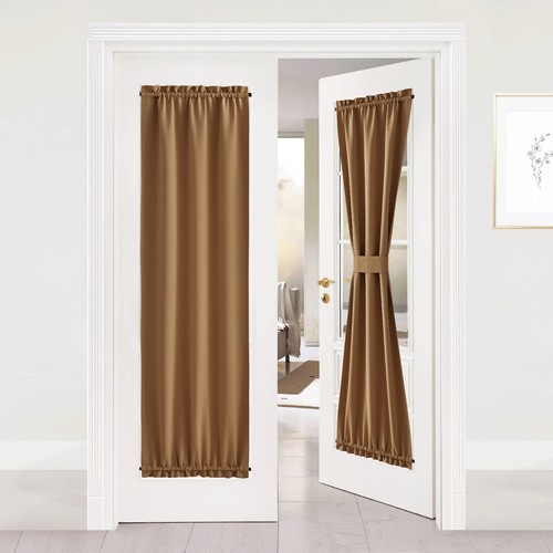 Blackout Curtain Solid French Door Cover, Farmhouse Room Darkening Thermal In...