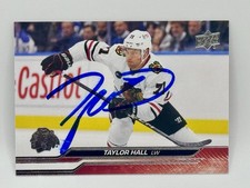 2023-24 Upper Deck #530 Taylor Hall Chicago Blackhawks SIGNED IP AUTO
