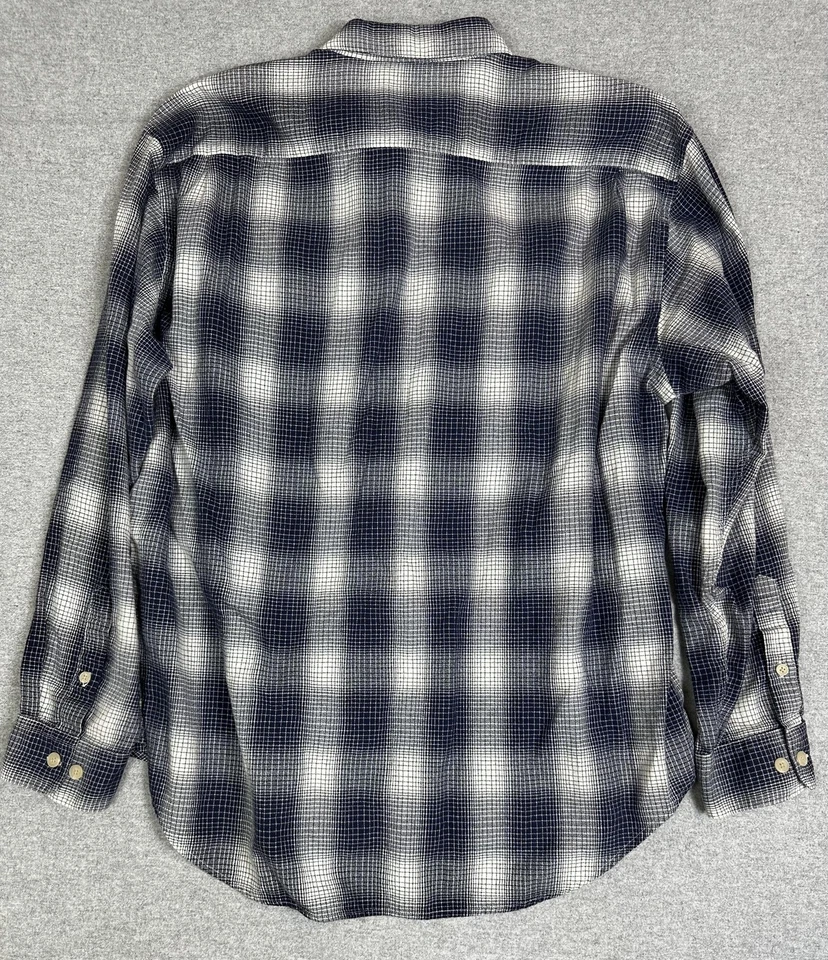 Barry Bricken Shirt Mens XL Blue Plaid Long Sleeve Button Front Cotton Pockets - Image 3 of 4