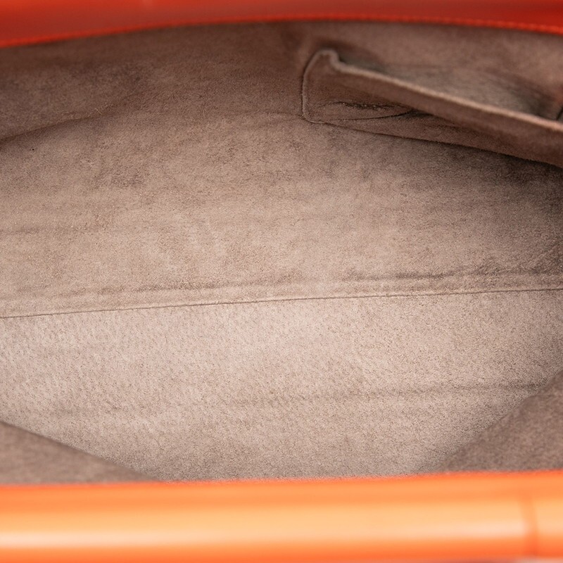 Bottega Veneta Intrecciato Leather Handbag Orange Women Used Authentic thumbnail 4