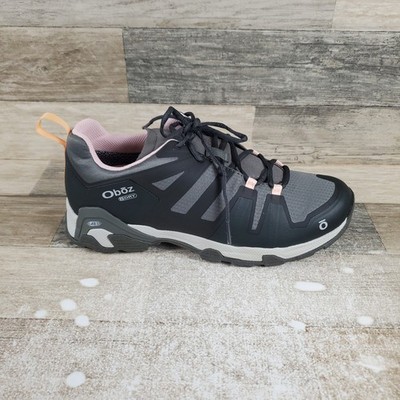 Oboz Arete Low B-Dry Womens Shoes Sz 10 Hiking Waterproof Black Gray Sneakers