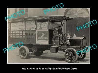 Packard Motors 1911 Delivery Truck Arbuckle Coffee Old Large Historic Photo