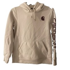Carhartt Hoodie Womens Ivory Size Medium 8-10 and bugundy
