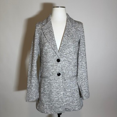 Philosophy Knit Texture Tweed Blazer Jacket Womens Medium Gray Career Coatigan