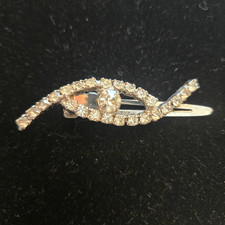 Vintage Rhinestone Clip Barrette Silver Tone Japan 1950s