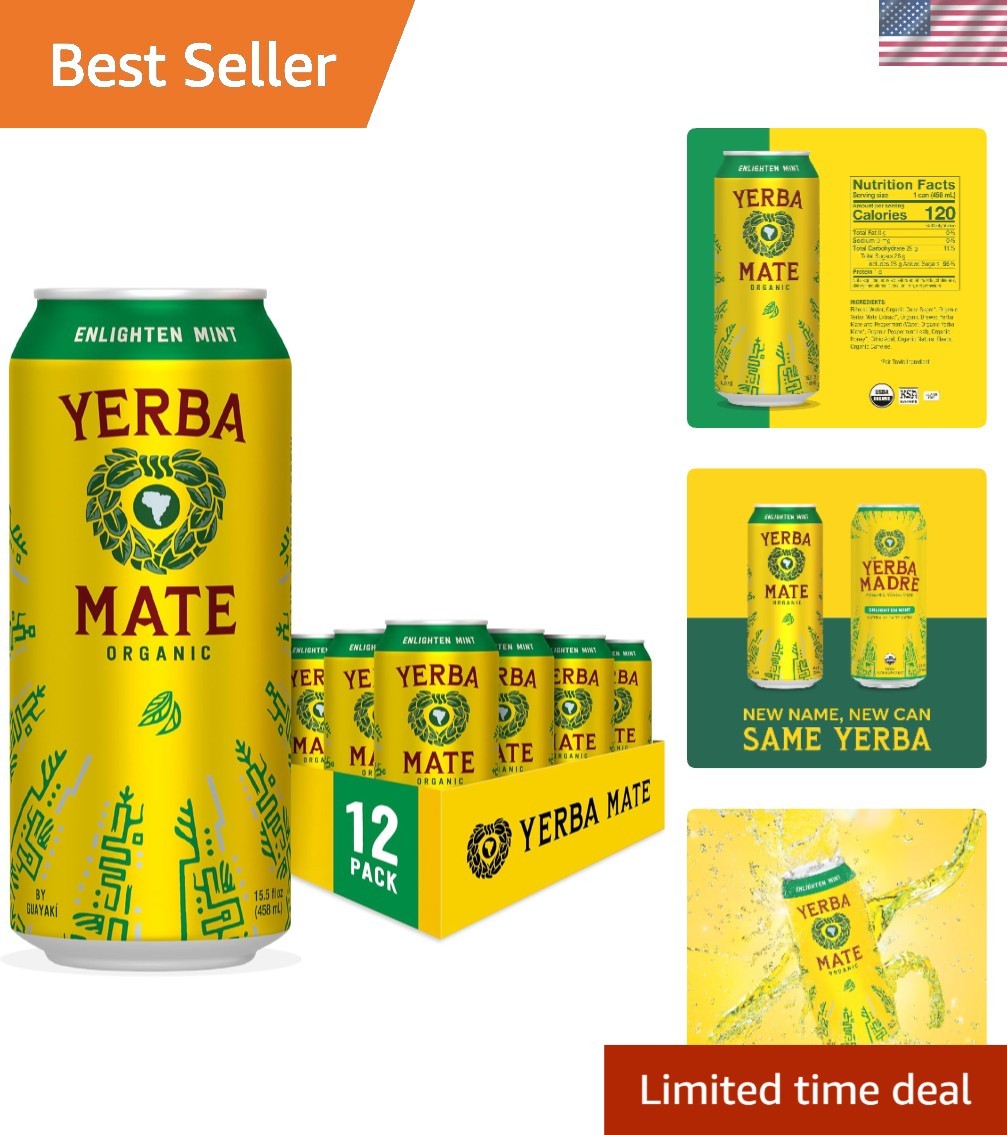 Refreshing Enlighten Mint Yerba Mate - 150mg Caffeine Energy Drink