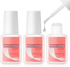 3Pcs Extra Strong Nail Glue for Acrylic Nails, Nail Glue with Brush for Nail Rep
