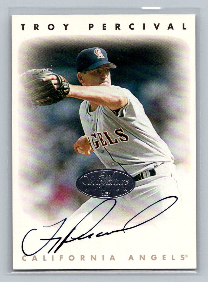 1996 Leaf Signature Series Silver Autograph Troy Percival Auto Angels Baseball