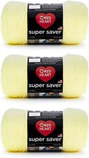 Red Heart Super Saver Pale Yellow Yarn - 3 Pack of 198g/7oz - Acrylic - 4 Med...