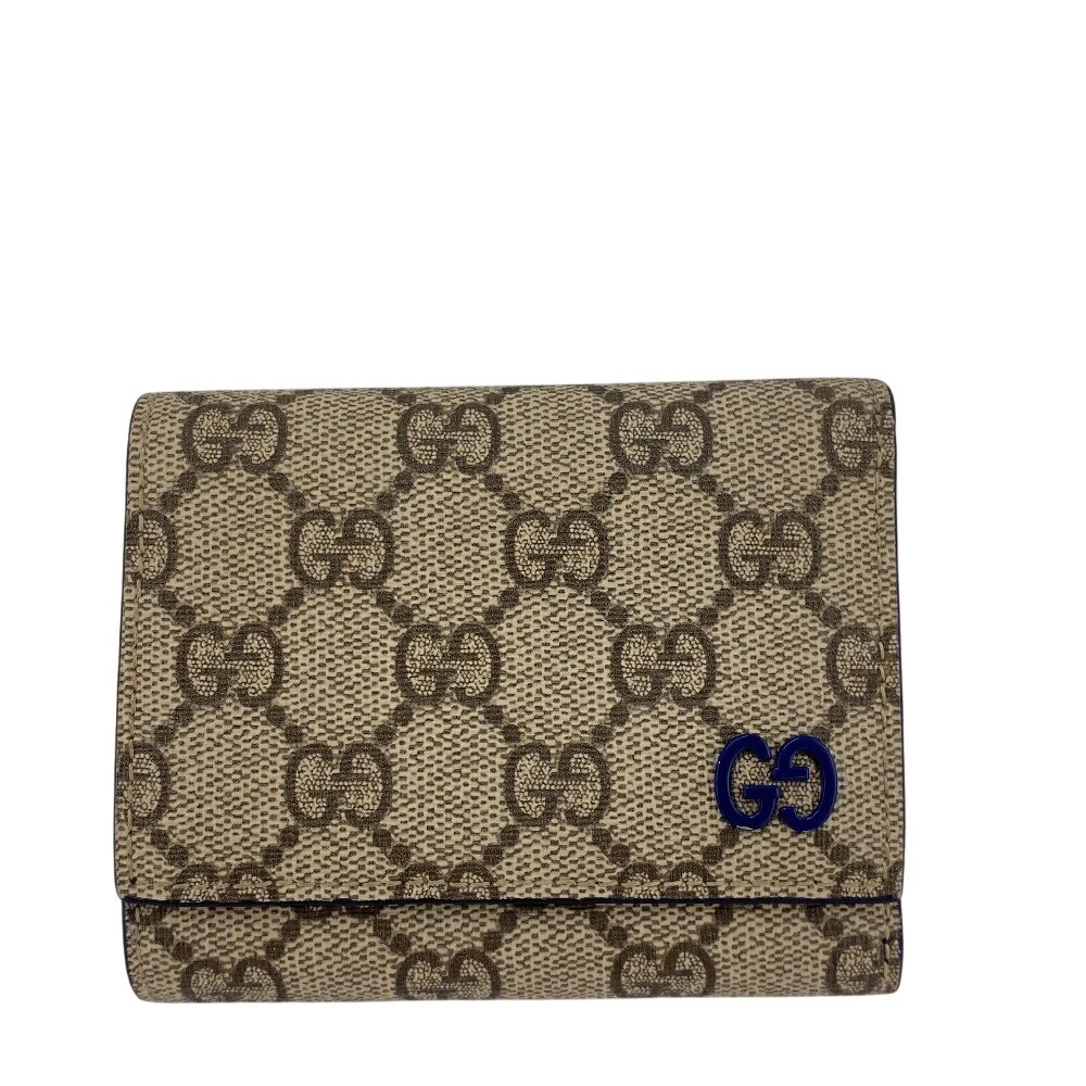 Gucci 76922Gg Supreme Detail Tri Fold Portefeuille Porte monnaie Carte Billet Beige