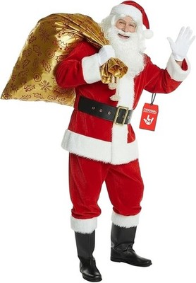 Men`s Deluxe Plush Santa Claus Suit 7 Piece Adult Father Christmas