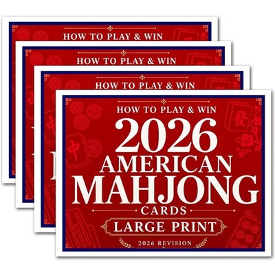 4Pcs Mah Jong Cards 2026, Easy to Read Rule Cards, Gifts for Mahjong Beginners