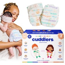 Happy Hues Cuddlers Disposable Diapers Size 2,12 18 lbs Baby Diapers with She...