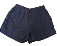 Womens Vineyard Vines Navy Linen Shorts S Pockets Pull On Coastal Beach