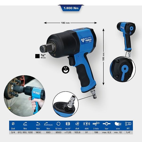 "Brilliant Tools 3/4\" Druckluft-Schlagschrauber, 1.800 Nm"-image
